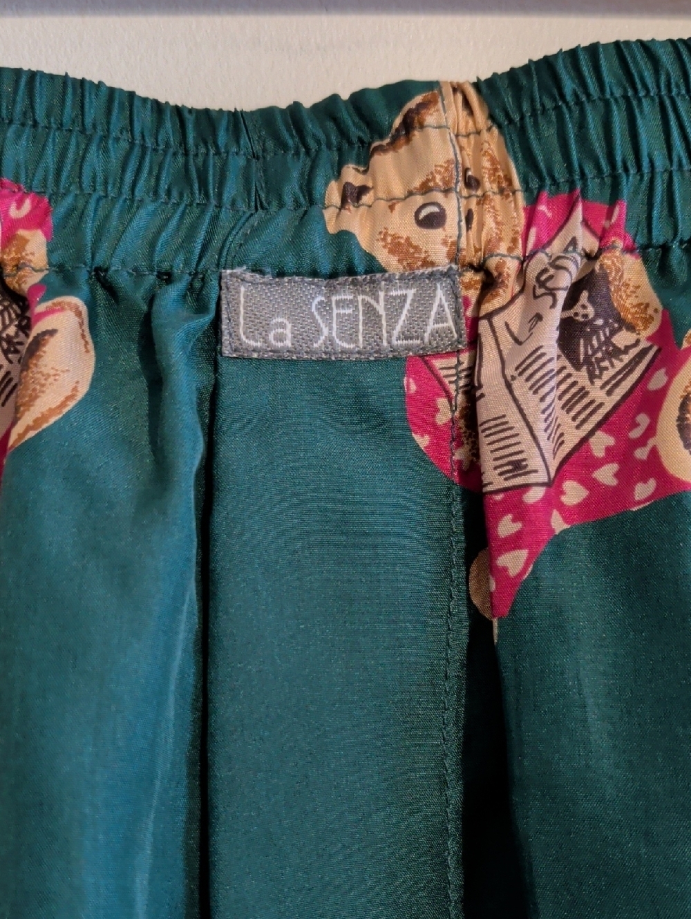 VINTAGE LA SENZA teddy bear print silk lounge shorts - size m - Picture 2 of 10